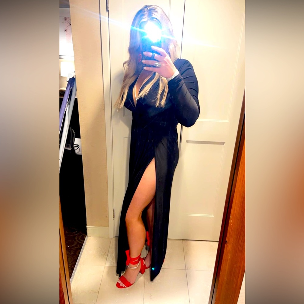 Sexy Black Double Slit Maxi